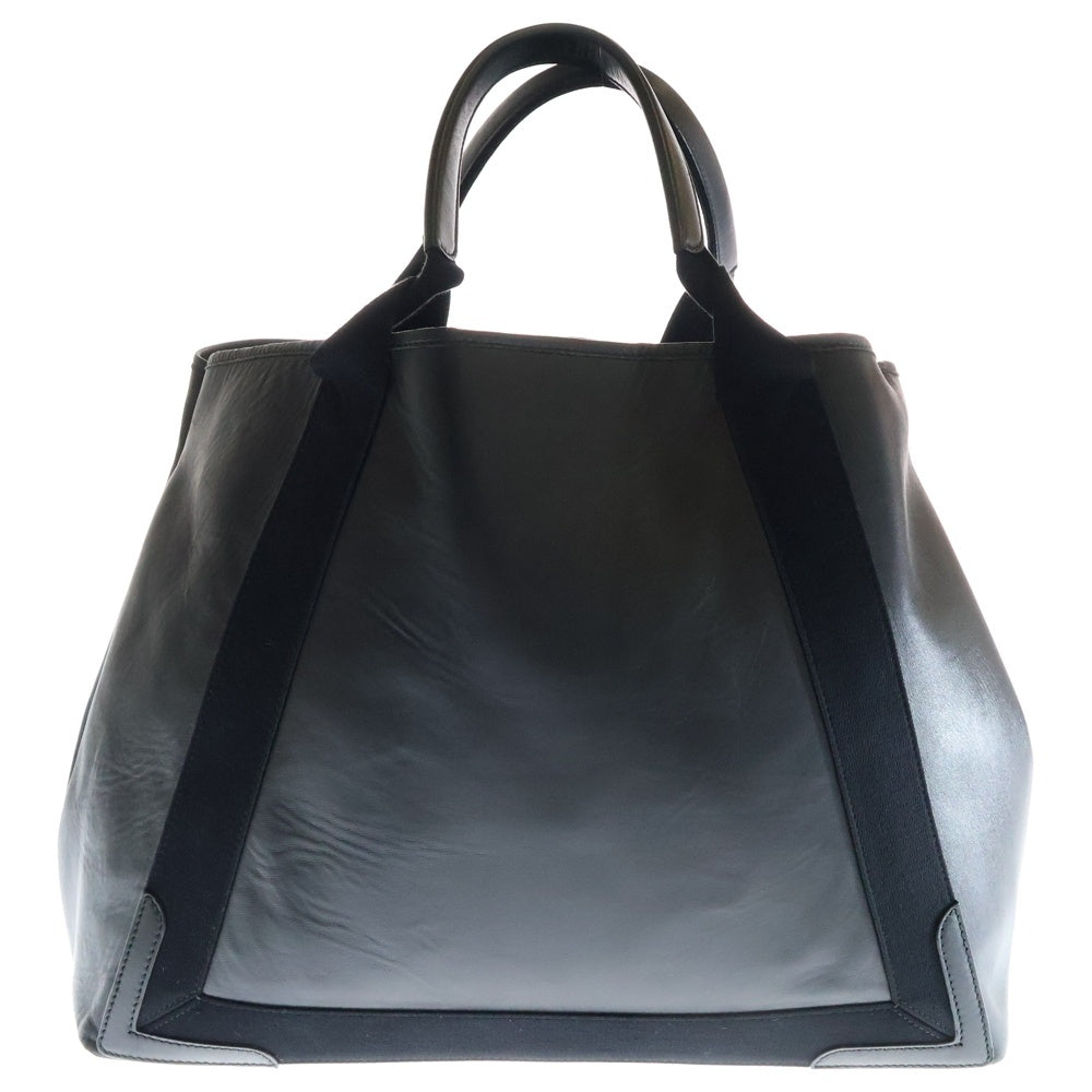 BALENCIAGA(バレンシアガ) NAVY CABAS ネイビーカバスM パンチングロゴレザートートバッグ ブラック 339936