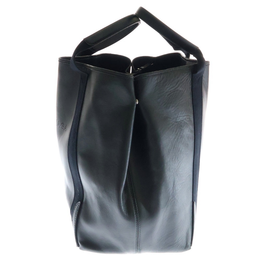BALENCIAGA(バレンシアガ) NAVY CABAS ネイビーカバスM パンチングロゴレザートートバッグ ブラック 339936