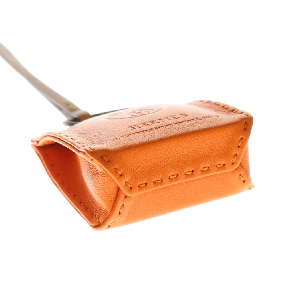HERMES(エルメス) サックオランジュ チャーム ショッパー モチーフ オレンジ レザー