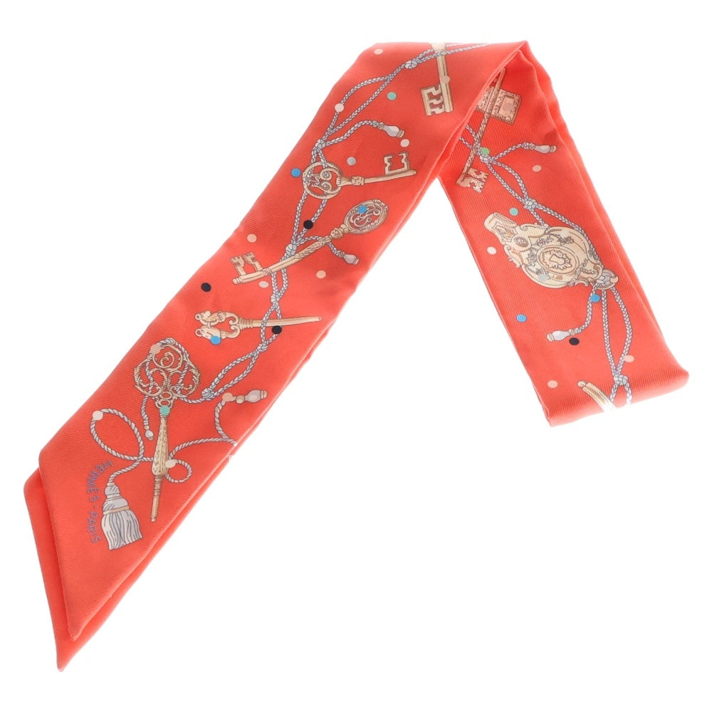HERMES(エルメス) ツイリー Les Cles a Pois レクレアポア レッド シルク スカーフ