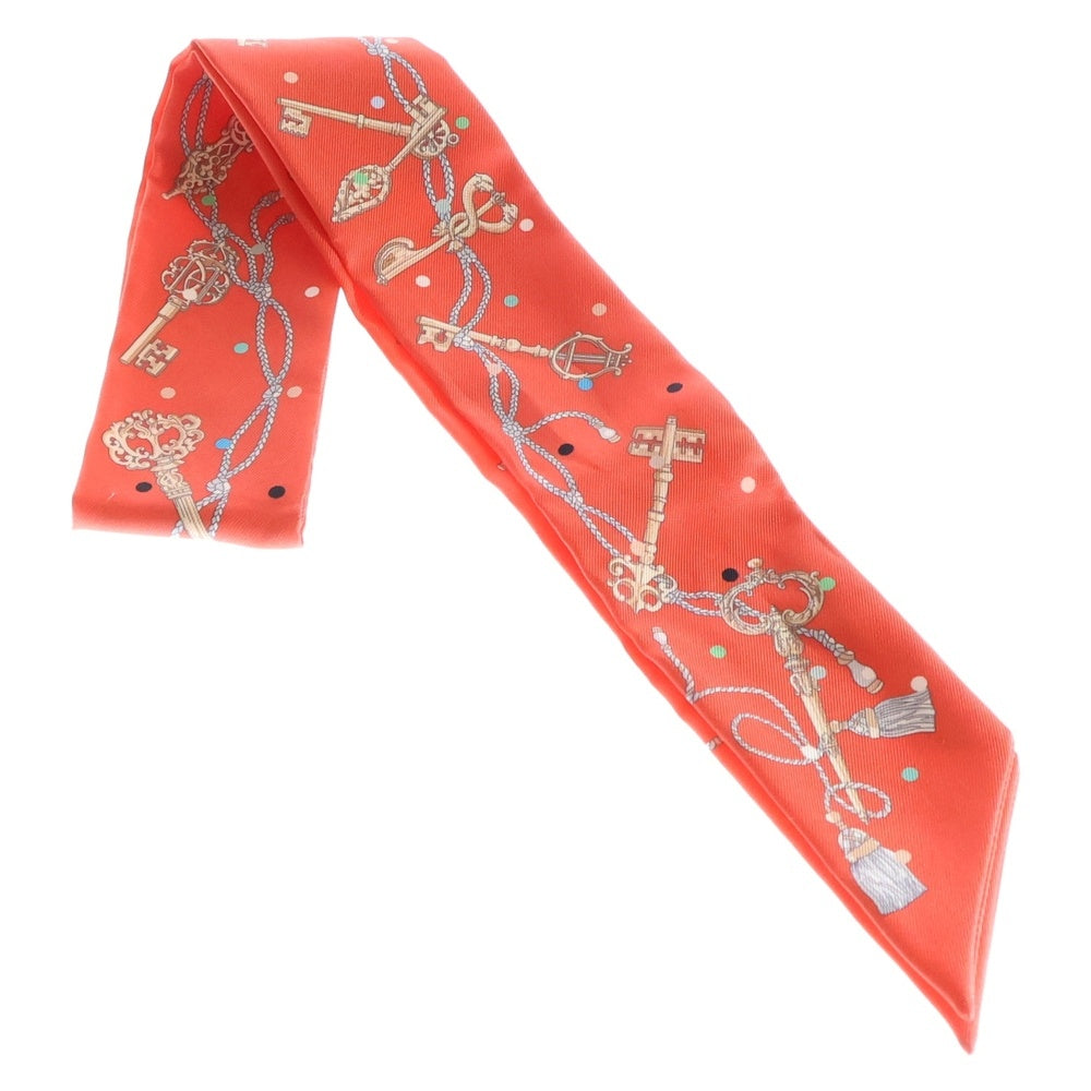 HERMES(エルメス) ツイリー Les Cles a Pois レクレアポア レッド シルク スカーフ