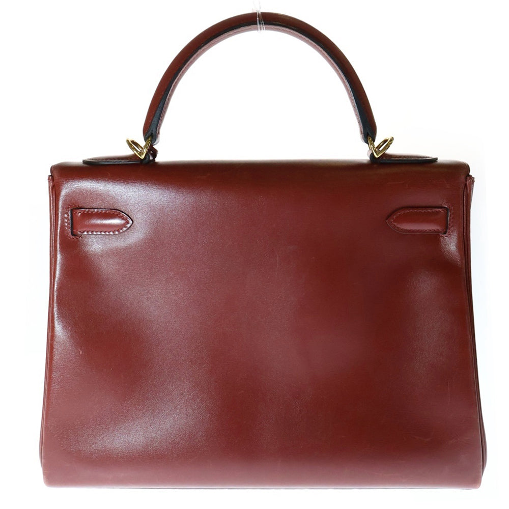 HERMES(エルメス) ケリー32 内縫い 2WAY ハンドバッグ ショルダーバッグ ルージュアッシュ ボックスカーフ GD金具 □D刻印