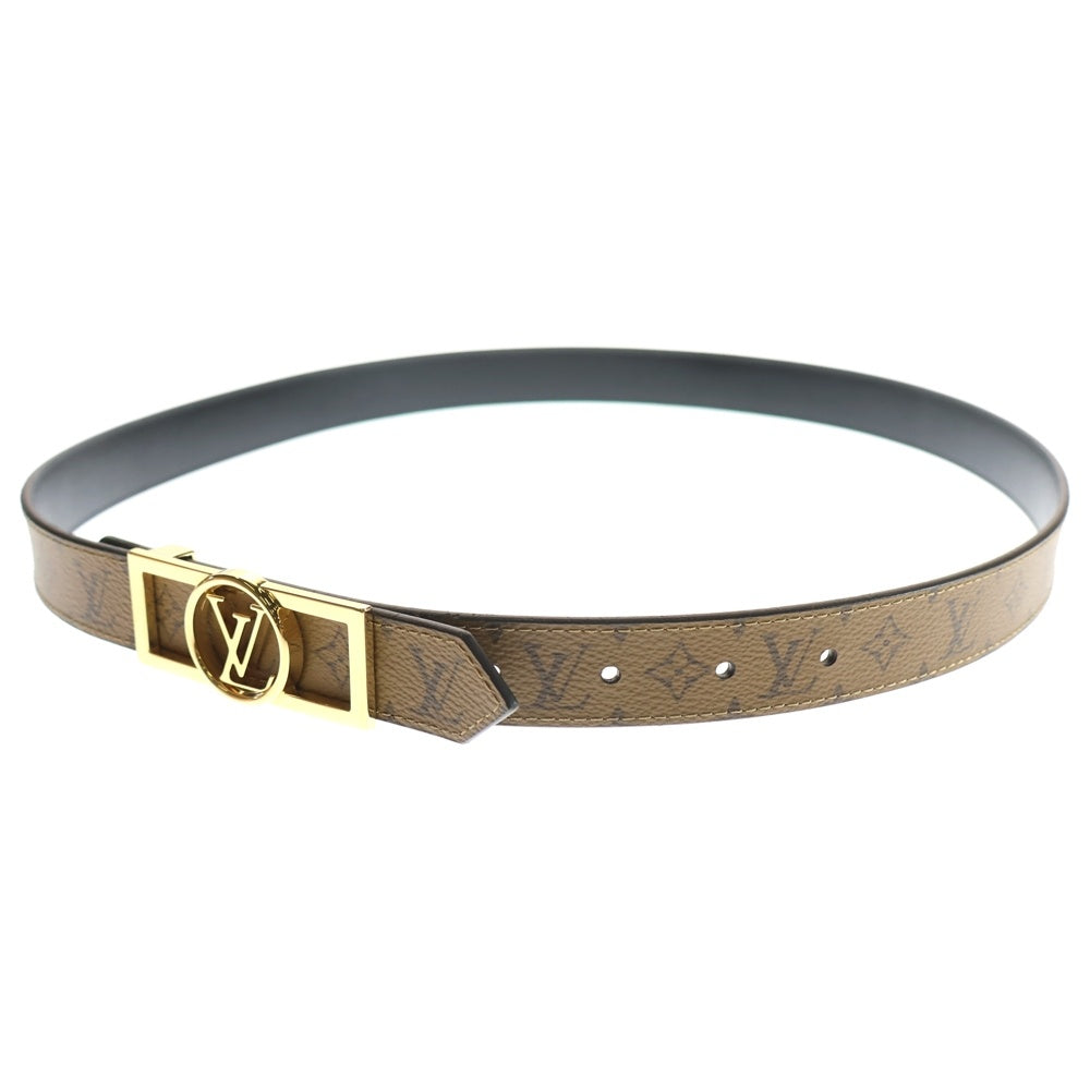 LOUIS VUITTON(ルイヴィトン) サンチュールドーフィーヌ モノグラム リバーシブル LVロゴバックル PVC レザー ベルト ゴールド金具 ブラウン/ブラック M0203