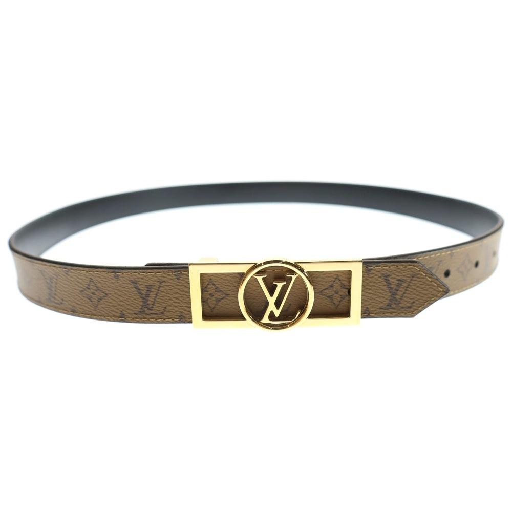LOUIS VUITTON(ルイヴィトン) サンチュールドーフィーヌ モノグラム リバーシブル LVロゴバックル PVC レザー ベルト ゴールド金具 ブラウン/ブラック M0203