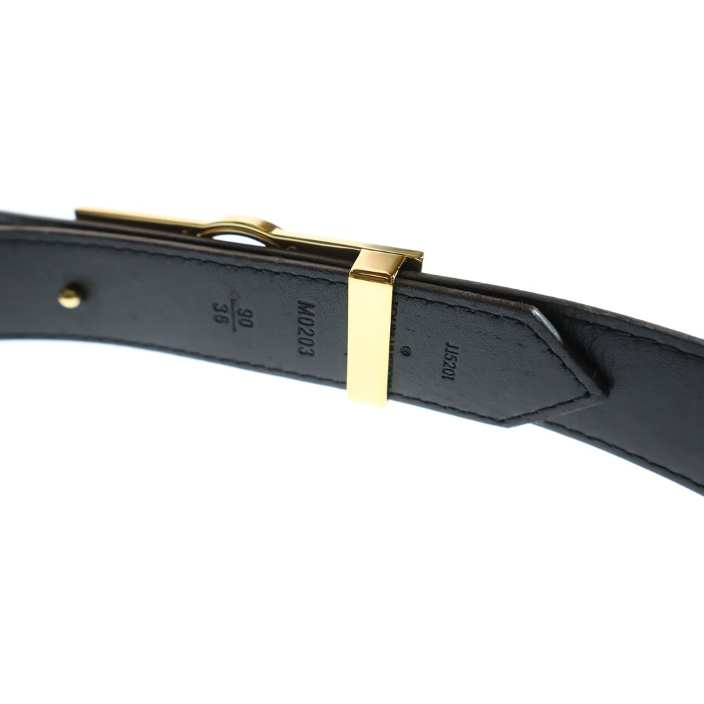 LOUIS VUITTON(ルイヴィトン) サンチュールドーフィーヌ モノグラム リバーシブル LVロゴバックル PVC レザー ベルト ゴールド金具 ブラウン/ブラック M0203