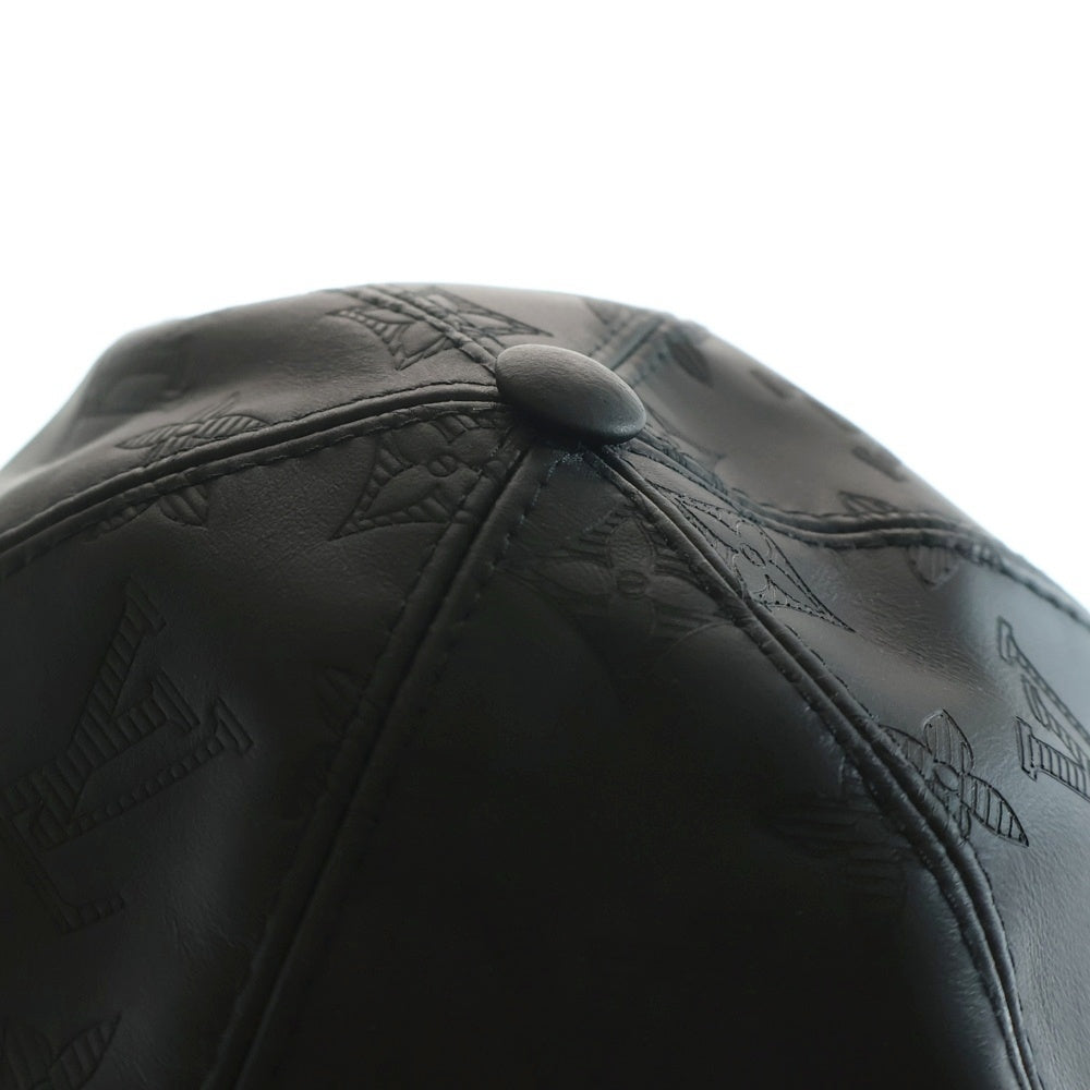 LOUIS VUITTON(ルイヴィトン) モノグラムシャドウ レザー 6パネル ベースボールキャップ 帽子 ブラック M76581