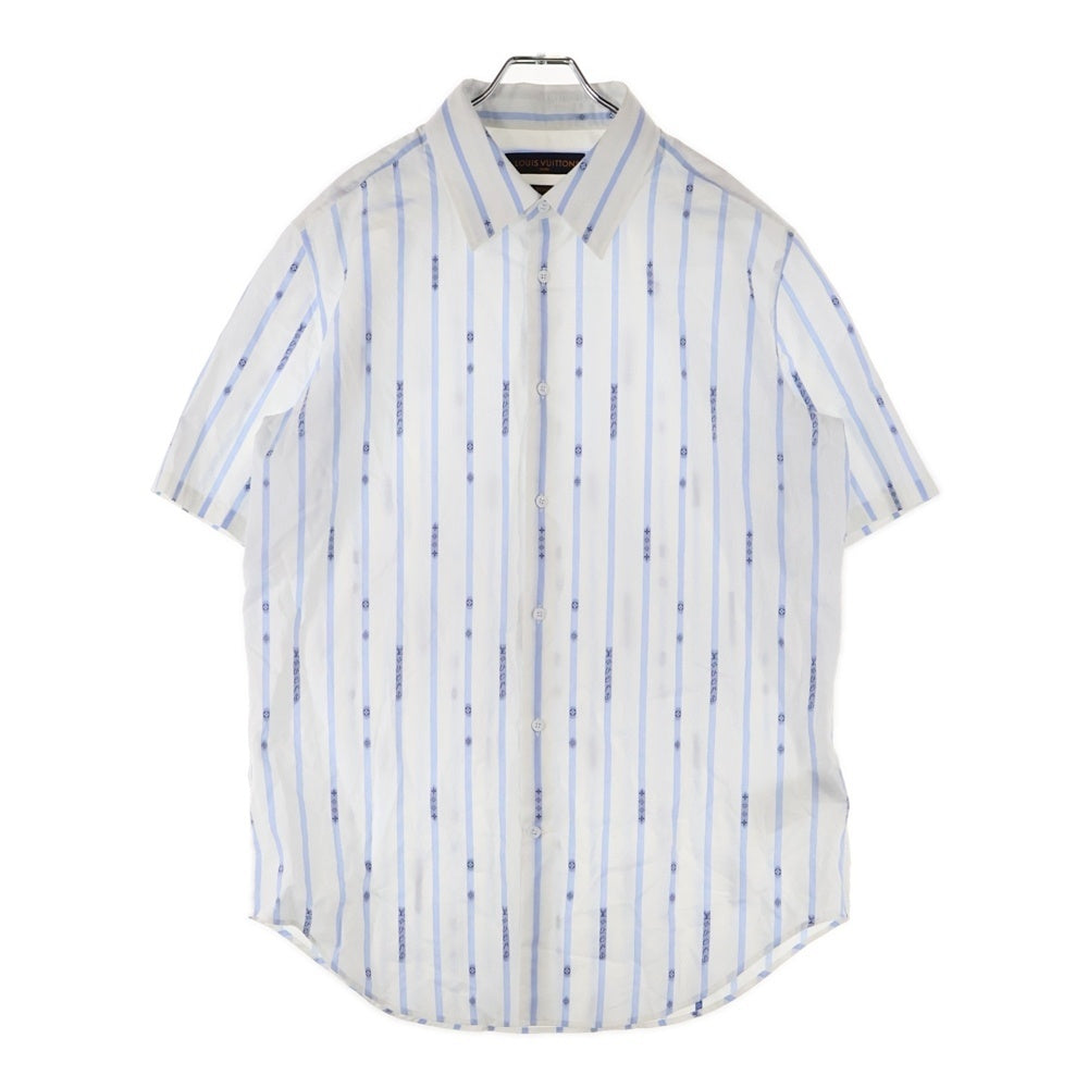 LOUIS VUITTON(ルイヴィトン) 25SS モノグラム ストライプ半袖シャツ ホワイト RM251MF JXD HSS3PW