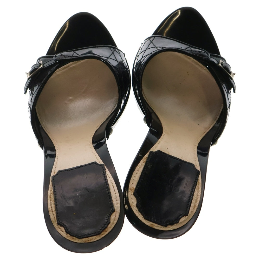 【クリスチャンディオール】カナージュ パテントレザー オープントゥパンプス 37 Christian Dior(クリスチャンディオール) カナージュ パテント