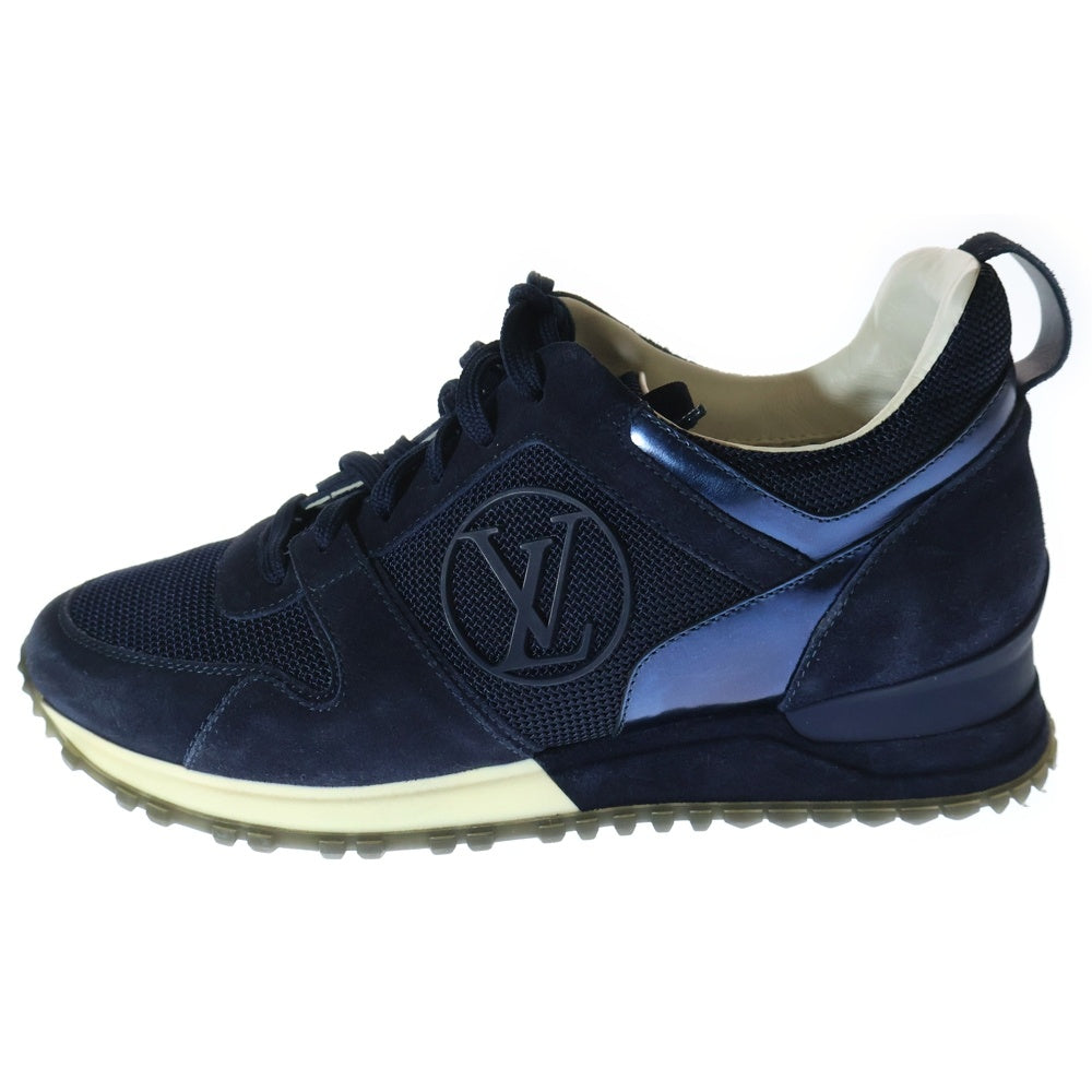 LOUIS VUITTON(ルイヴィトン) ランアウェイライン LVラバーロゴ メッシュ スウェードレザー レースアップ ローカットシューズ スニーカー ネイビー レディース
