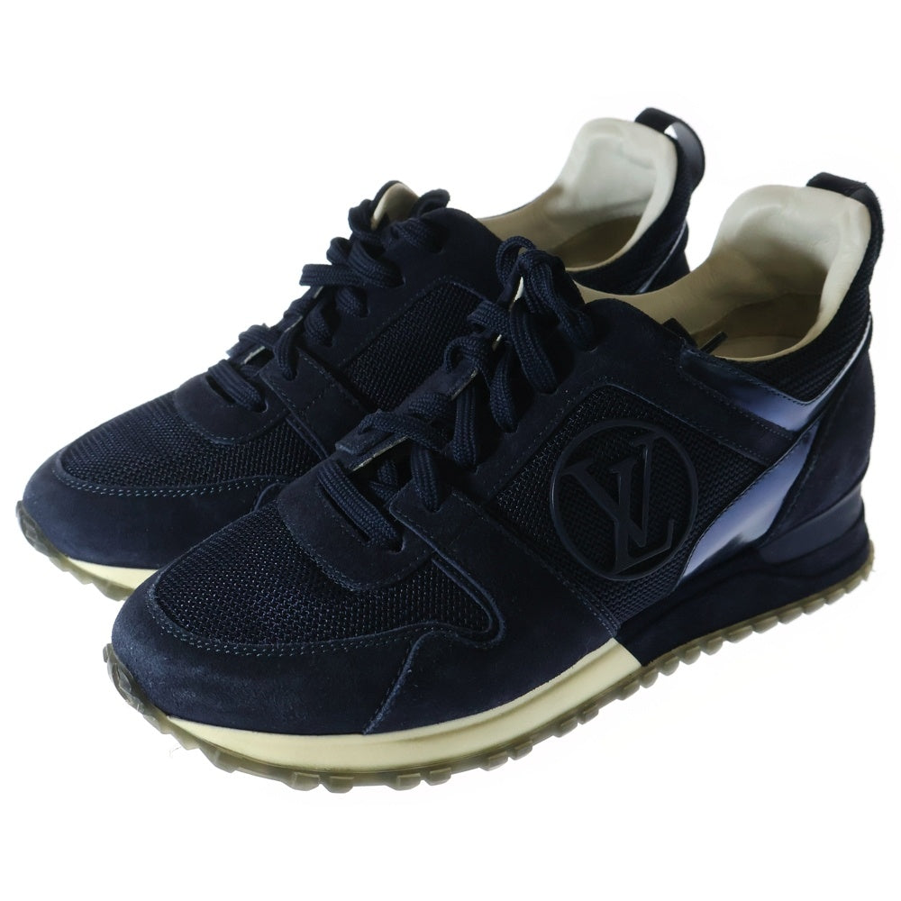 LOUIS VUITTON(ルイヴィトン) ランアウェイライン LVラバーロゴ メッシュ スウェードレザー レースアップ ローカットシューズ スニーカー ネイビー レディース