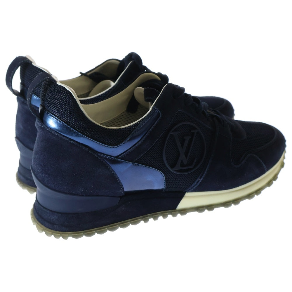 LOUIS VUITTON(ルイヴィトン) ランアウェイライン LVラバーロゴ メッシュ スウェードレザー レースアップ ローカットシューズ スニーカー ネイビー レディース