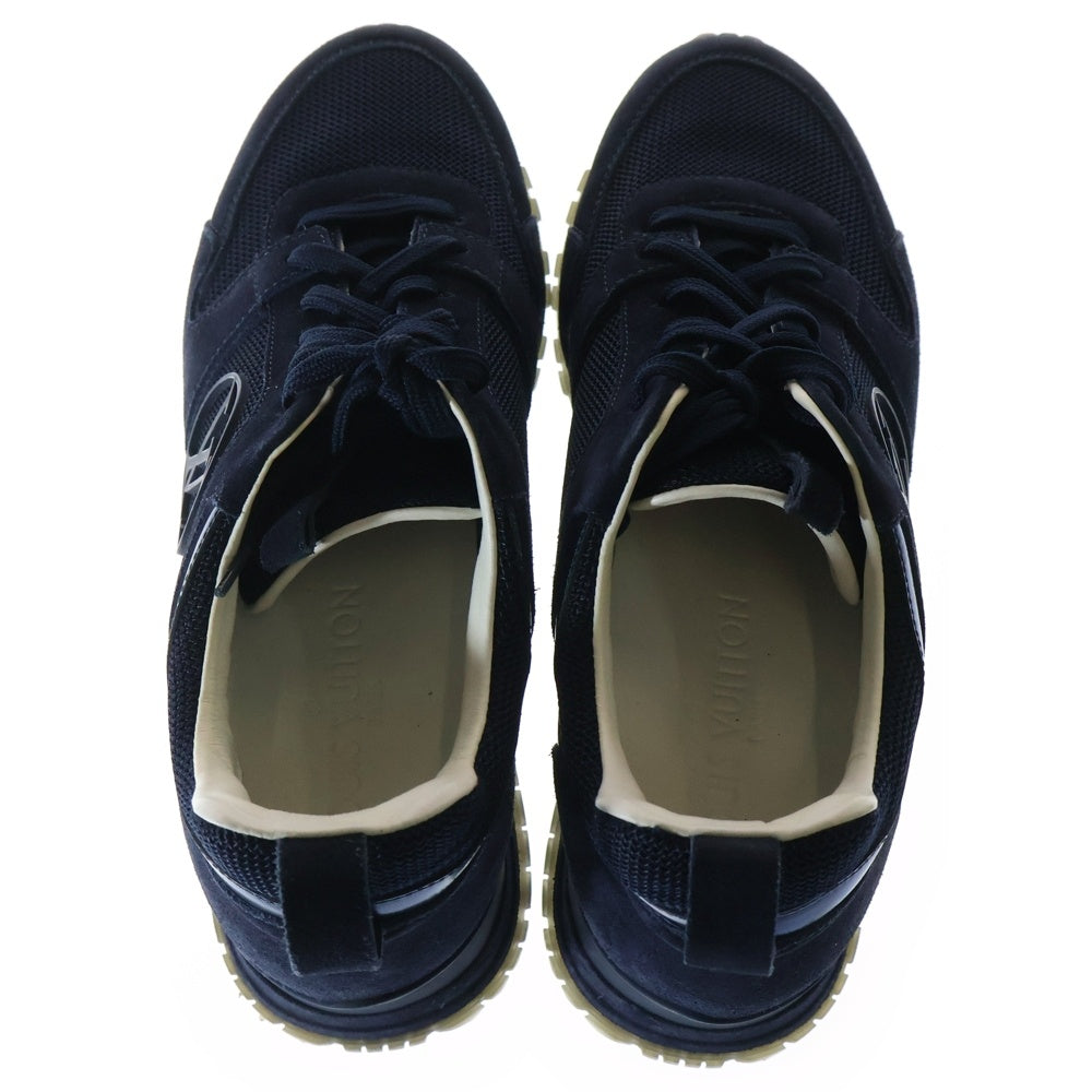 LOUIS VUITTON(ルイヴィトン) ランアウェイライン LVラバーロゴ メッシュ スウェードレザー レースアップ ローカットシューズ スニーカー ネイビー レディース