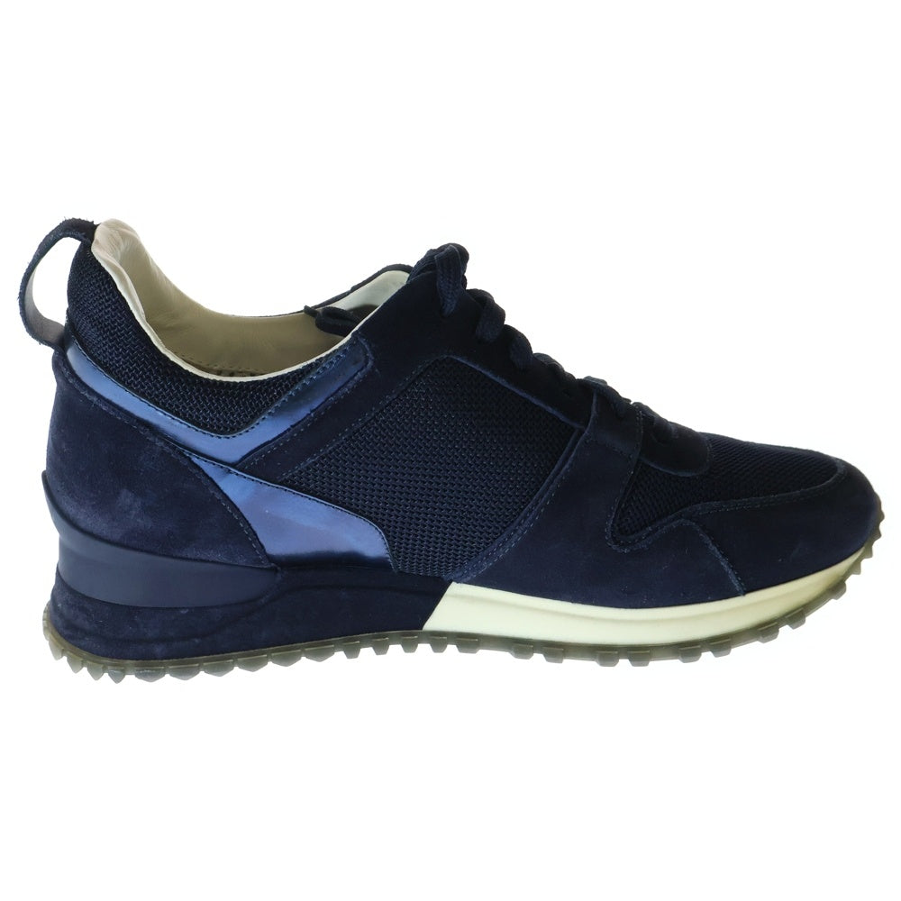 LOUIS VUITTON(ルイヴィトン) ランアウェイライン LVラバーロゴ メッシュ スウェードレザー レースアップ ローカットシューズ スニーカー ネイビー レディース