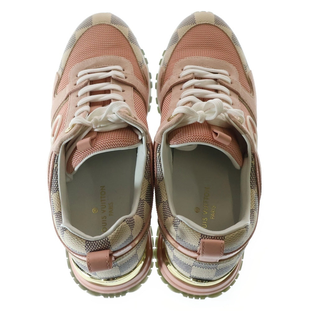 LOUIS VUITTON(ルイヴィトン) ランアウェイライン ダミエ アズール LVラバーロゴ メッシュ スウェードレザー レースアップ ローカットシューズ スニーカー ピンク レディース