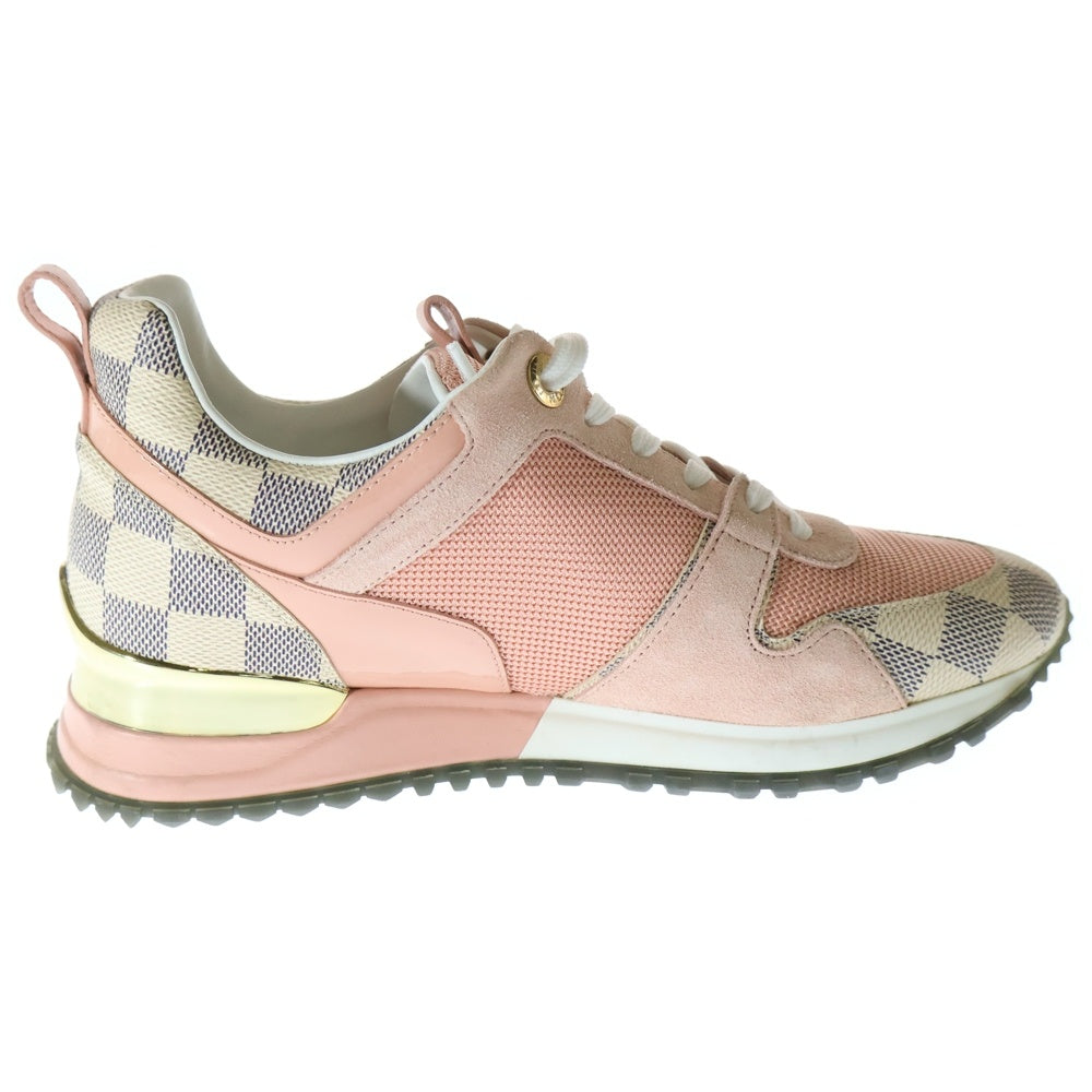 LOUIS VUITTON(ルイヴィトン) ランアウェイライン ダミエ アズール LVラバーロゴ メッシュ スウェードレザー レースアップ ローカットシューズ スニーカー ピンク レディース