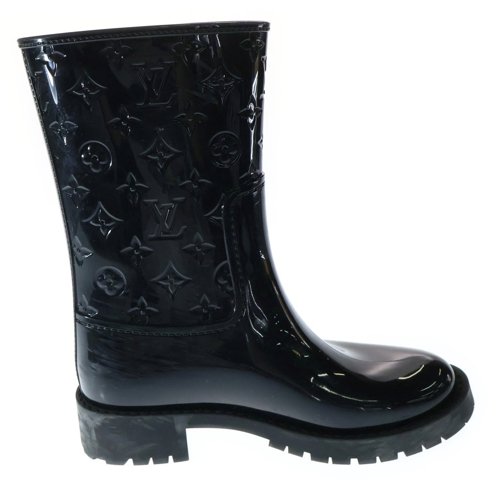 LOUIS VUITTON(ルイヴィトン) ドロップス フラットハーフ モノグラム レイン ロングブーツ ブラック レディース