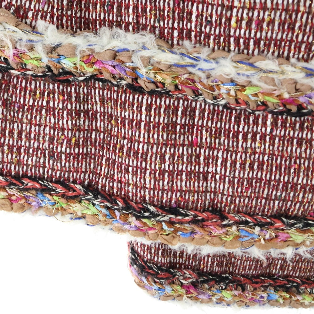 CHANEL(シャネル) ココマーク グリポワボタン マルチカラー ツイード フレアスリーブ ノーカラージャケット ボルドー レディース P50724V37675