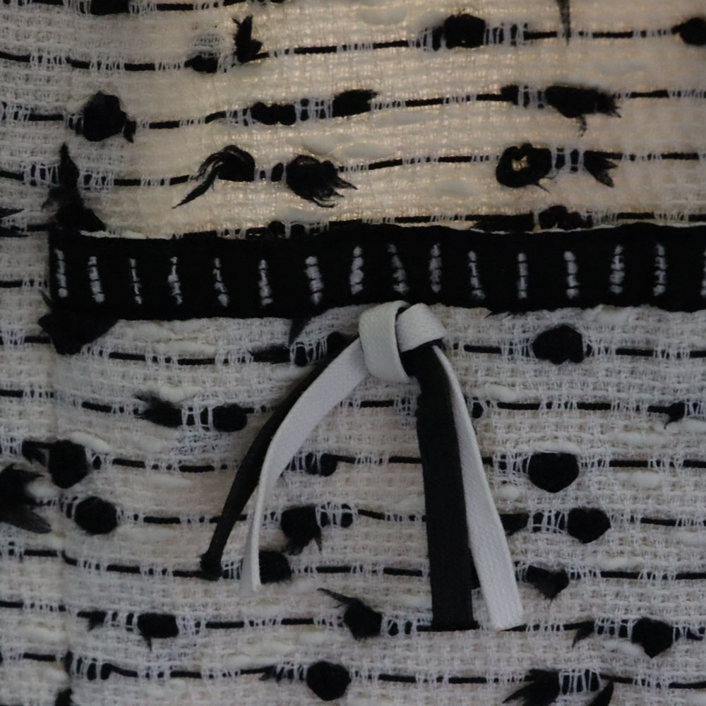 CHANEL(シャネル) 95C クルーズコレクション ツイード リボンデザイン ノーカラージャケット ホワイト/ブラック レディース P04218