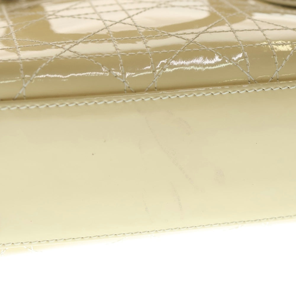 Christian Dior(クリスチャンディオール) レディディオール ミニ 2WAYバック ショルダーバッグ ハンドバッグ ミニトートバッグ クリーム アイボリー シルバー金具 パテント