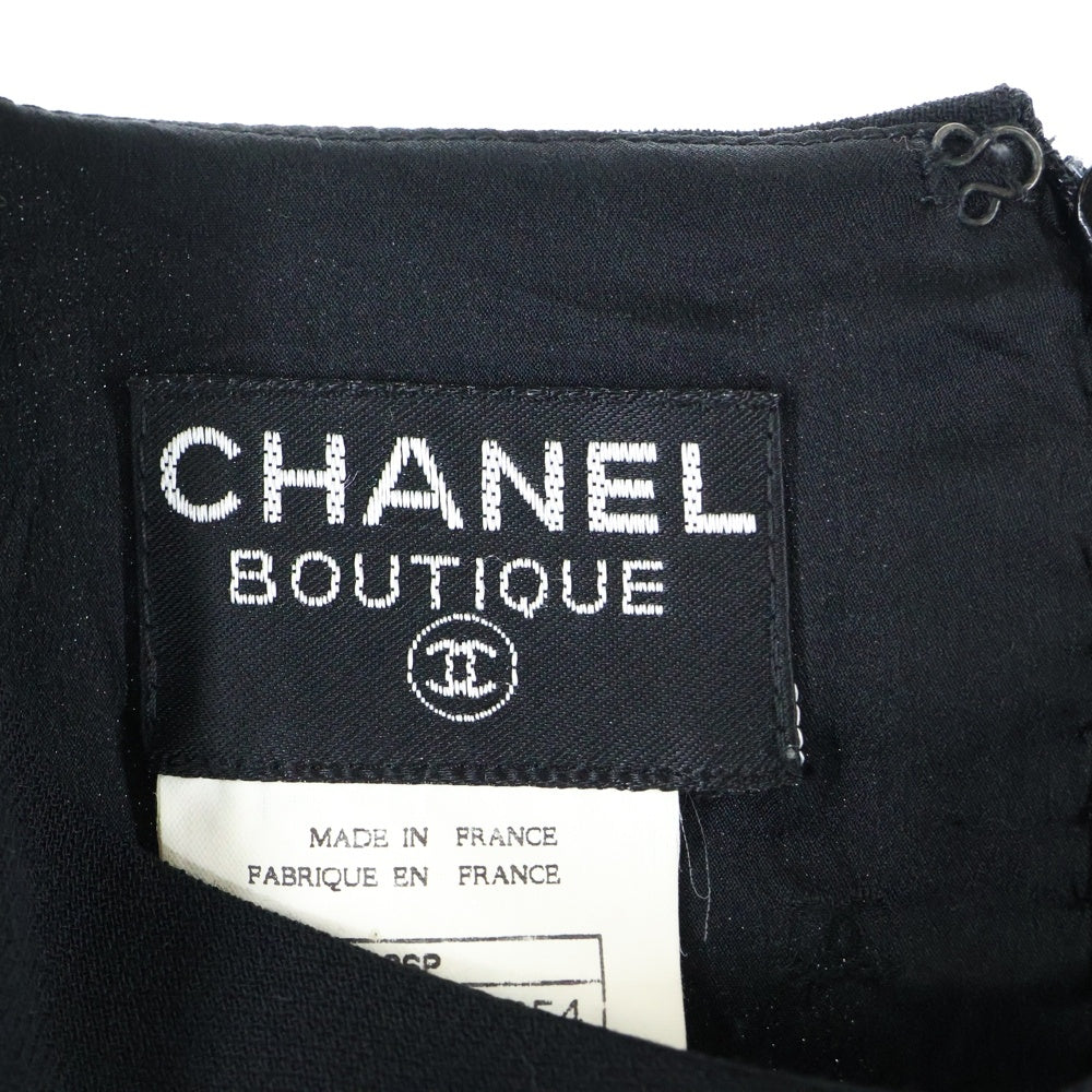 CHANEL(シャネル) 96P スプリングコレクション ココマークボタン ウール Vネック ノースリーブ ミディアム タイトワンピース ドレス ブラック レディース P06300V02954