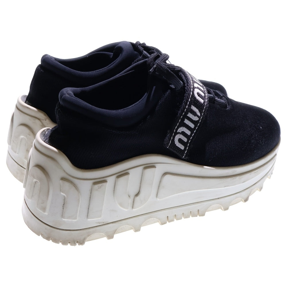 miumiu(ミュウミュウ) ロゴベルト レースアップ ベルクロ 厚底 ローカットシューズ スニーカー ブラック レディース