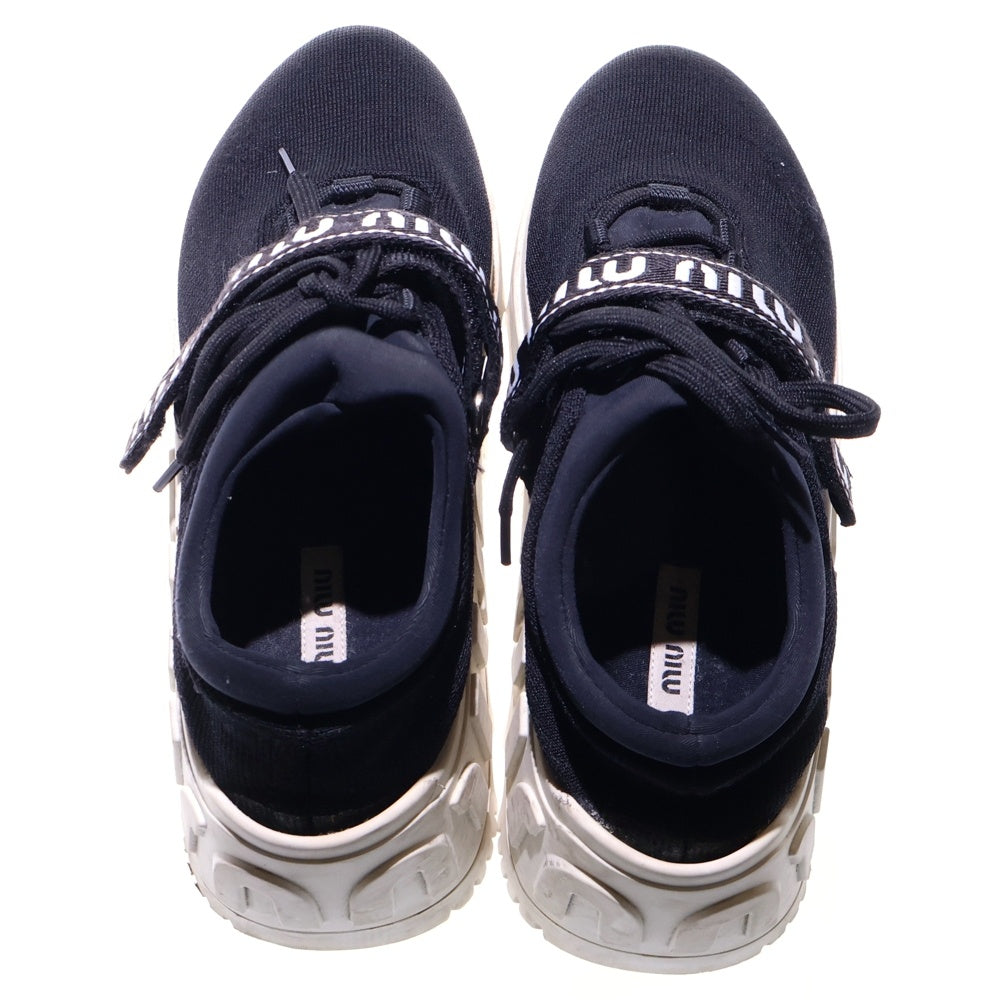 miumiu(ミュウミュウ) ロゴベルト レースアップ ベルクロ 厚底 ローカットシューズ スニーカー ブラック レディース