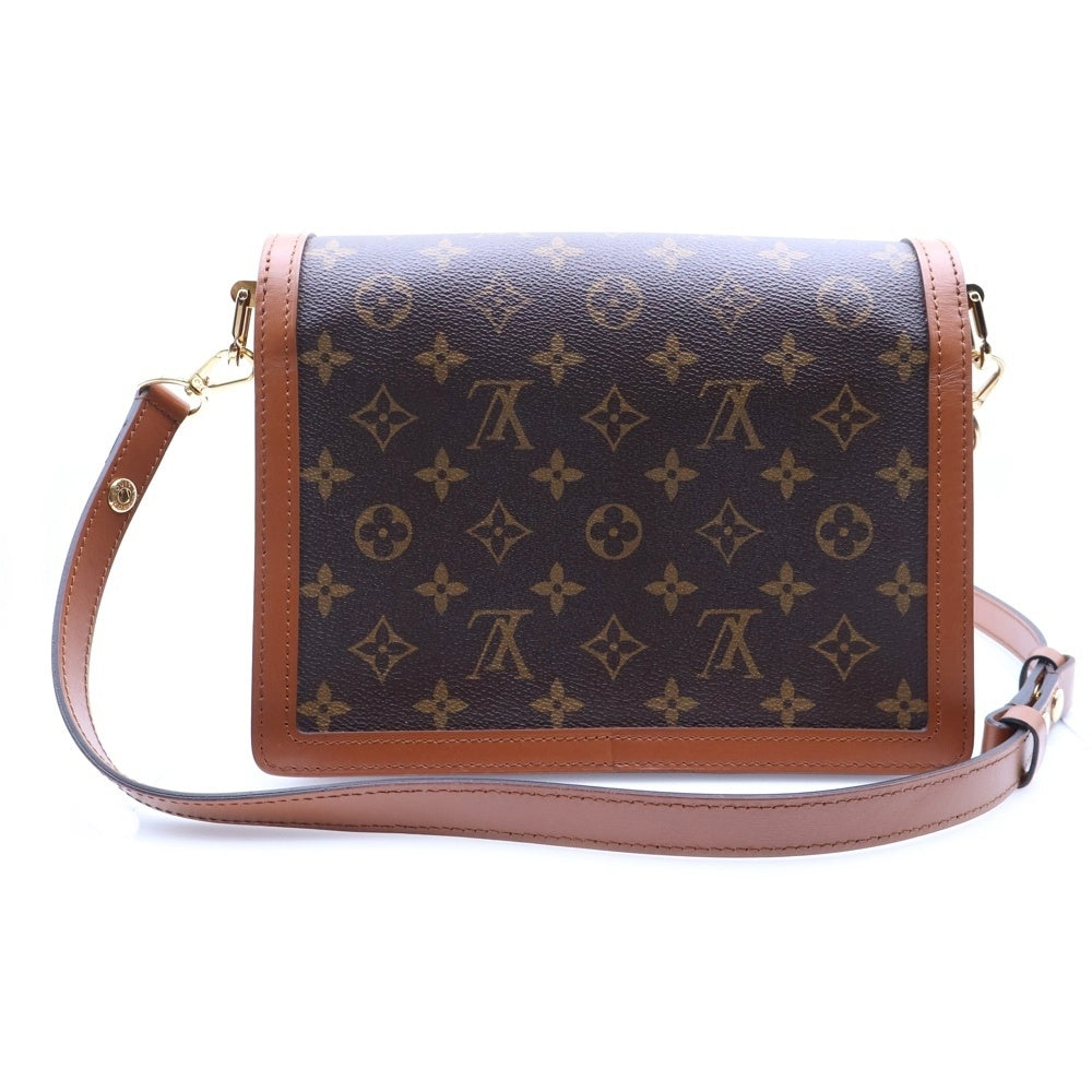 LOUIS VUITTON(ルイヴィトン) ドーフィーヌMM モノグラムリバース ロゴプレート PVC レザー ショルダーバッグ ゴールド金具 ブラウン M45958