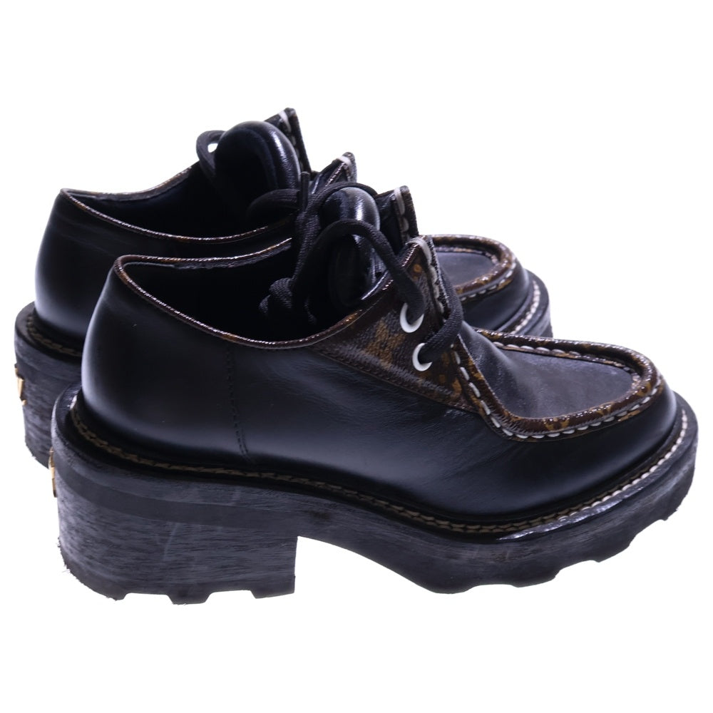 LOUIS VUITTON(ルイヴィトン) LVボブール ライン ダービー モノグラム 切り替え レザー レースアップ 厚底 ローカットシューズ ブラック/ブラウン レディース 1A5SOB