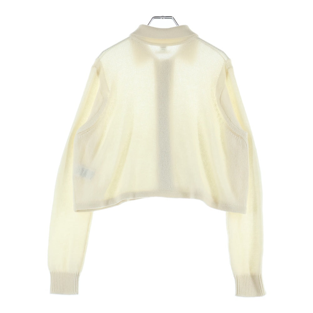 HERMES(エルメス) 25SS セリエ ロゴプレート 比翼ボタン カシミヤニット シャツ カーディガン ホワイト レディース 5E2727D1