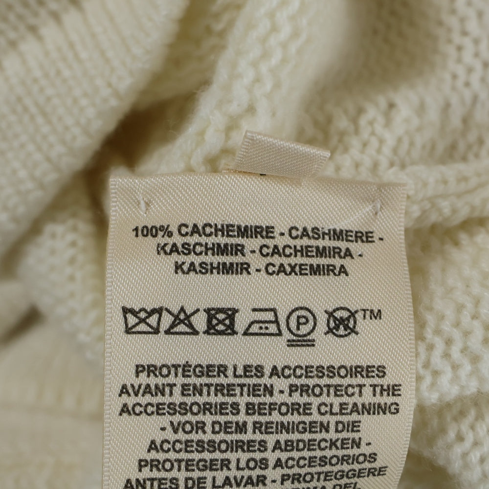 HERMES(エルメス) 25SS セリエ ロゴプレート 比翼ボタン カシミヤニット シャツ カーディガン ホワイト レディース 5E2727D1