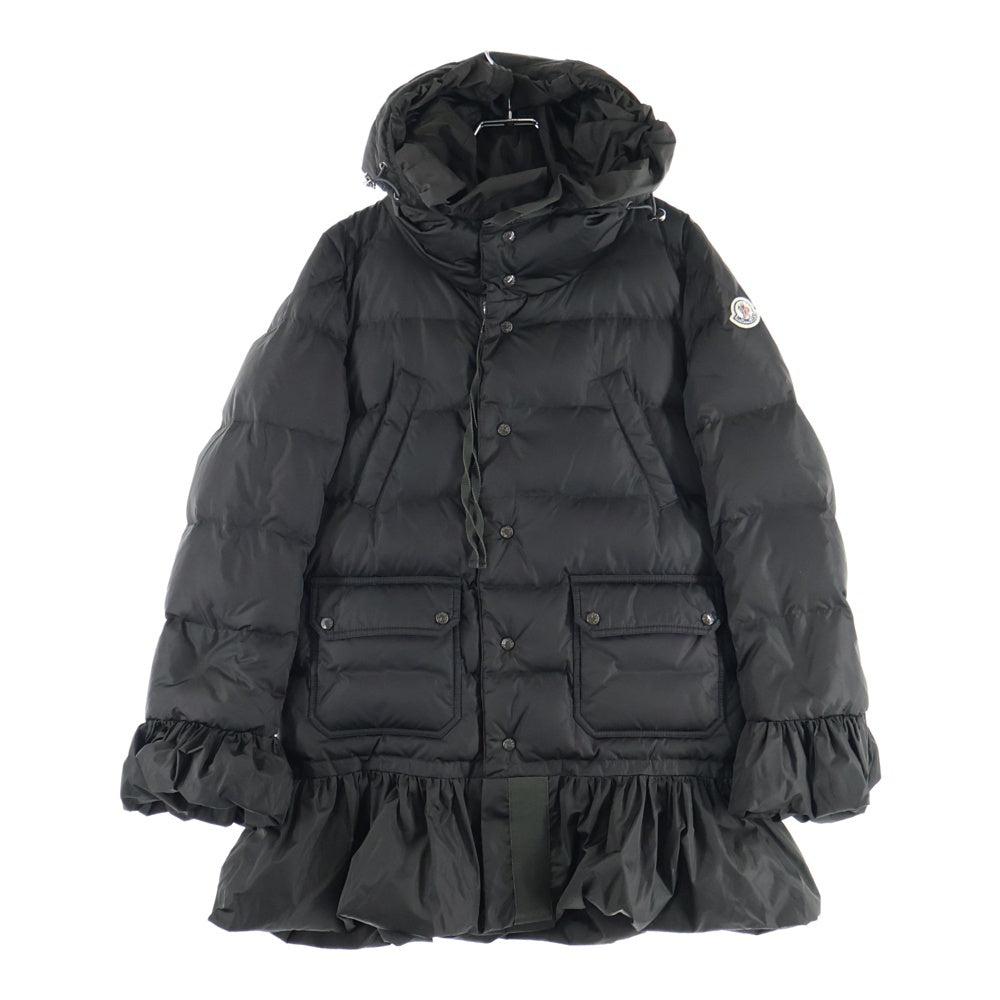 MONCLER(モンクレール) 15AW SERRE セール ワッペンロゴ ギャザーデザイン フーデッド ジップアップ ダウンジャケット ブラウン レディース A20934630705 54155