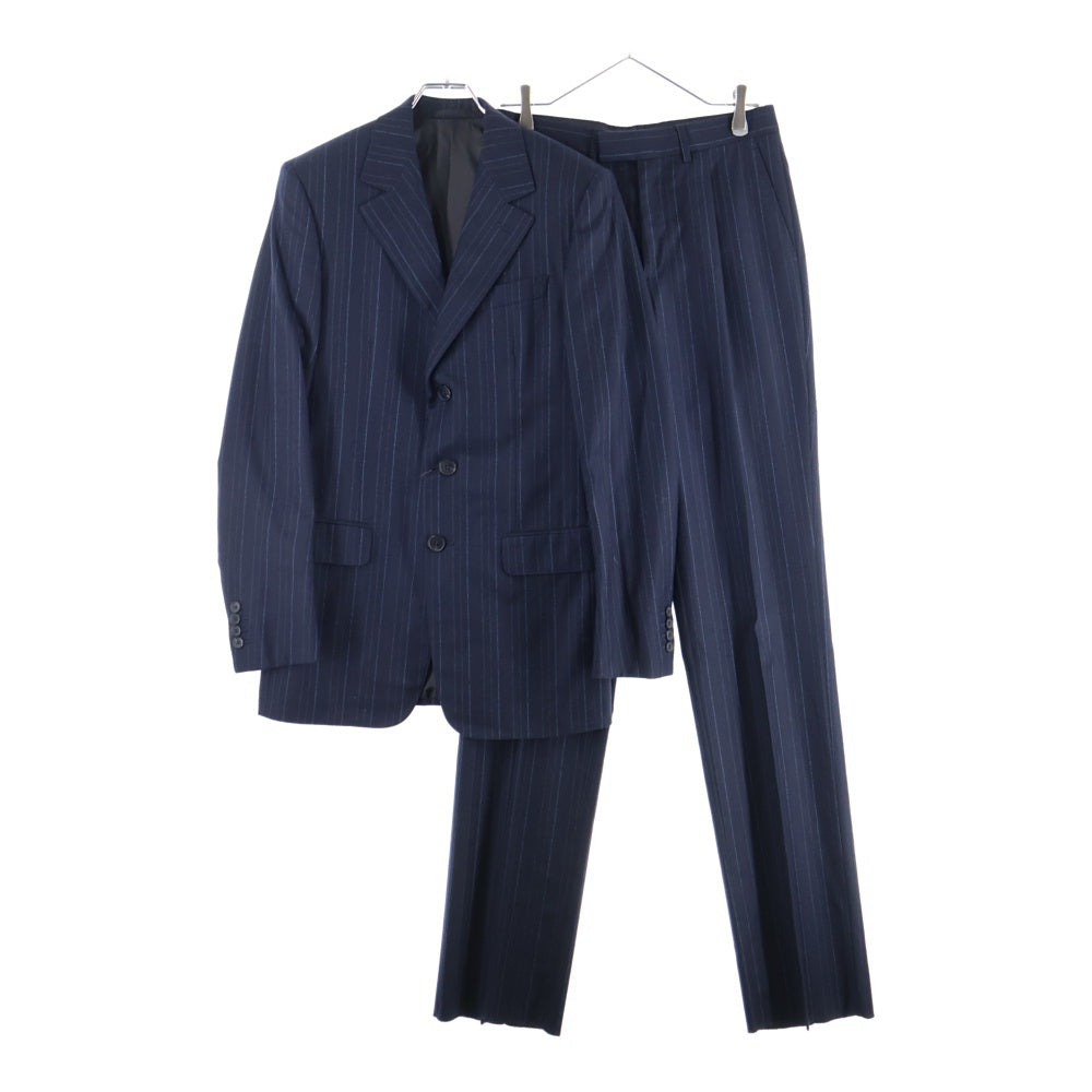 LOUIS VUITTON(ルイヴィトン) セットアップスーツ ストライプ総柄 ウール 3B テーラードジャケット 1タック スラックスパンツ ネイビー V8201/SZ7