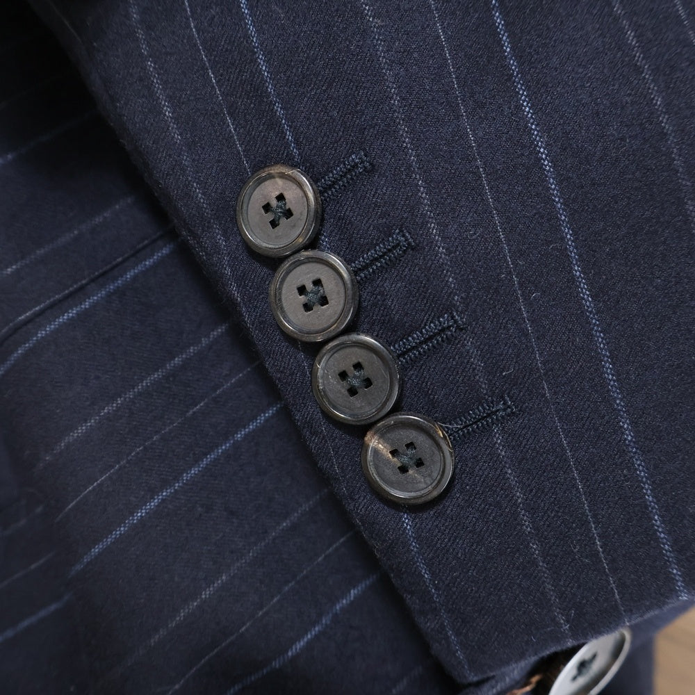 LOUIS VUITTON(ルイヴィトン) セットアップスーツ ストライプ総柄 ウール 3B テーラードジャケット 1タック スラックスパンツ ネイビー V8201/SZ7