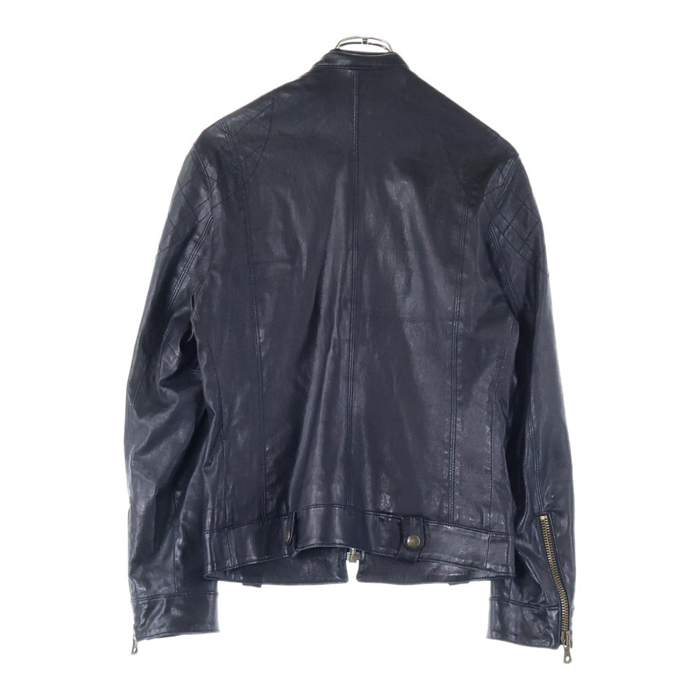 DOLCE & GABBANA(ドルチェアンドガッバーナ) ラムスキン レザー キルティング ジップアップ レザー ジャケット ブラック