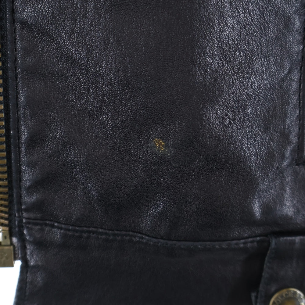 DOLCE & GABBANA(ドルチェアンドガッバーナ) ラムスキン レザー キルティング ジップアップ レザー ジャケット ブラック