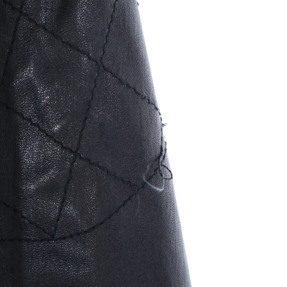 DOLCE & GABBANA(ドルチェアンドガッバーナ) ラムスキン レザー キルティング ジップアップ レザー ジャケット ブラック