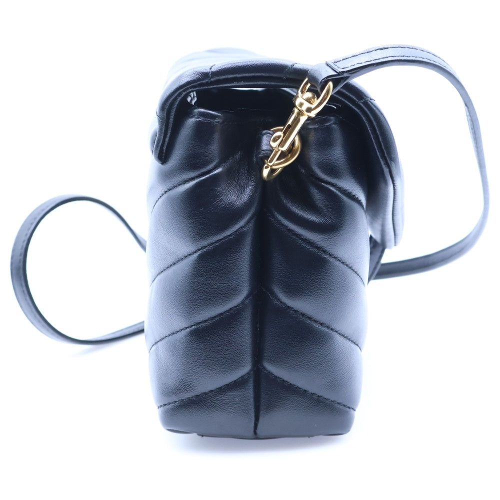 YVES SAINT LAURENT(イヴサンローラン) YSLロゴ ルル レザートイバッグ ショルダーバッグ ブラック レザー ゴールド金具 467072