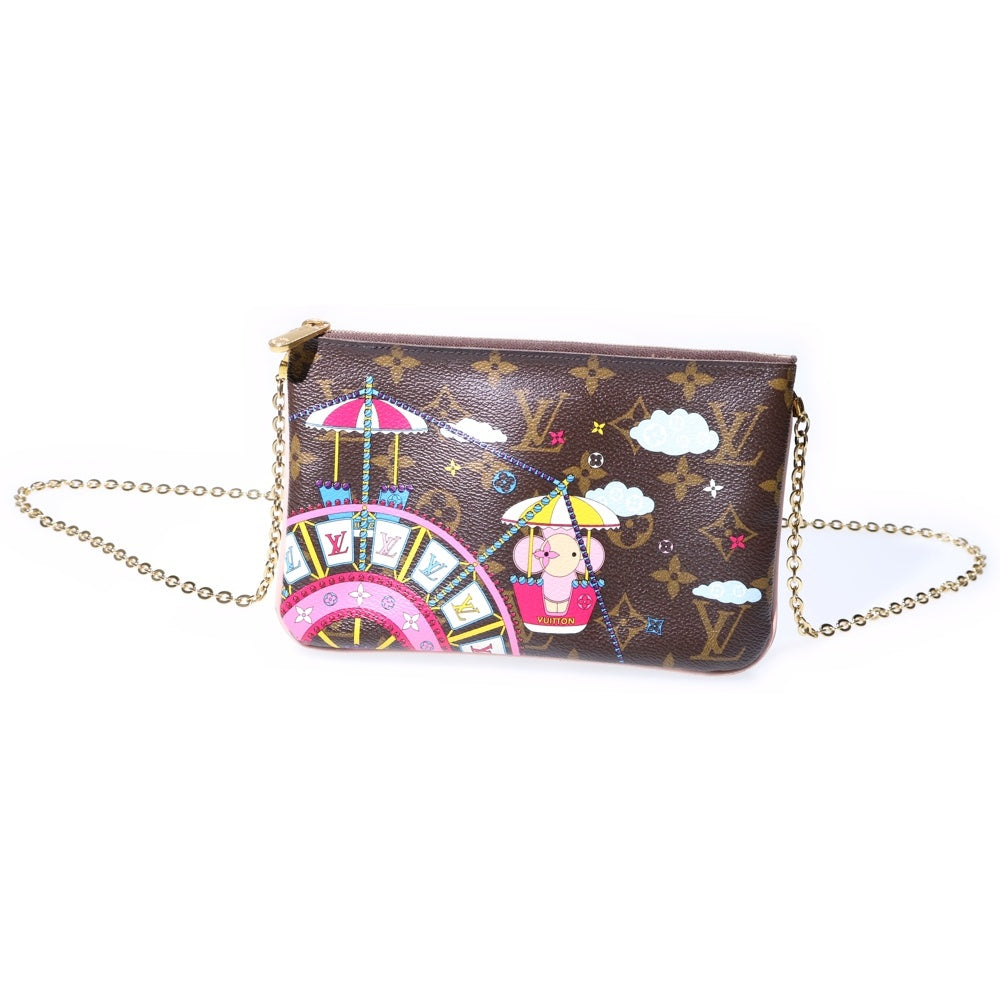 LOUIS VUITTON(ルイヴィトン) モノグラムヴィヴィエンヌ ポシェットドゥールジップ ショルダーバッグ ミニバッグ ブラウン ゴールド金具 レザー×PVC M69744