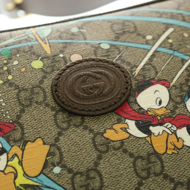 GUCCI(グッチ) グッチ×ディズニー GGスプリーム ウエストポーチ ボディバッグ ショルダーバッグ ブラウン×ベージュ レザー×PVC ゴールド金具 602695