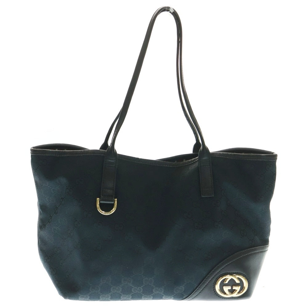 GUCCI(グッチ) GGキャンバス トートバッグ ハンドバッグ ブラック レザー×キャンバス 169946