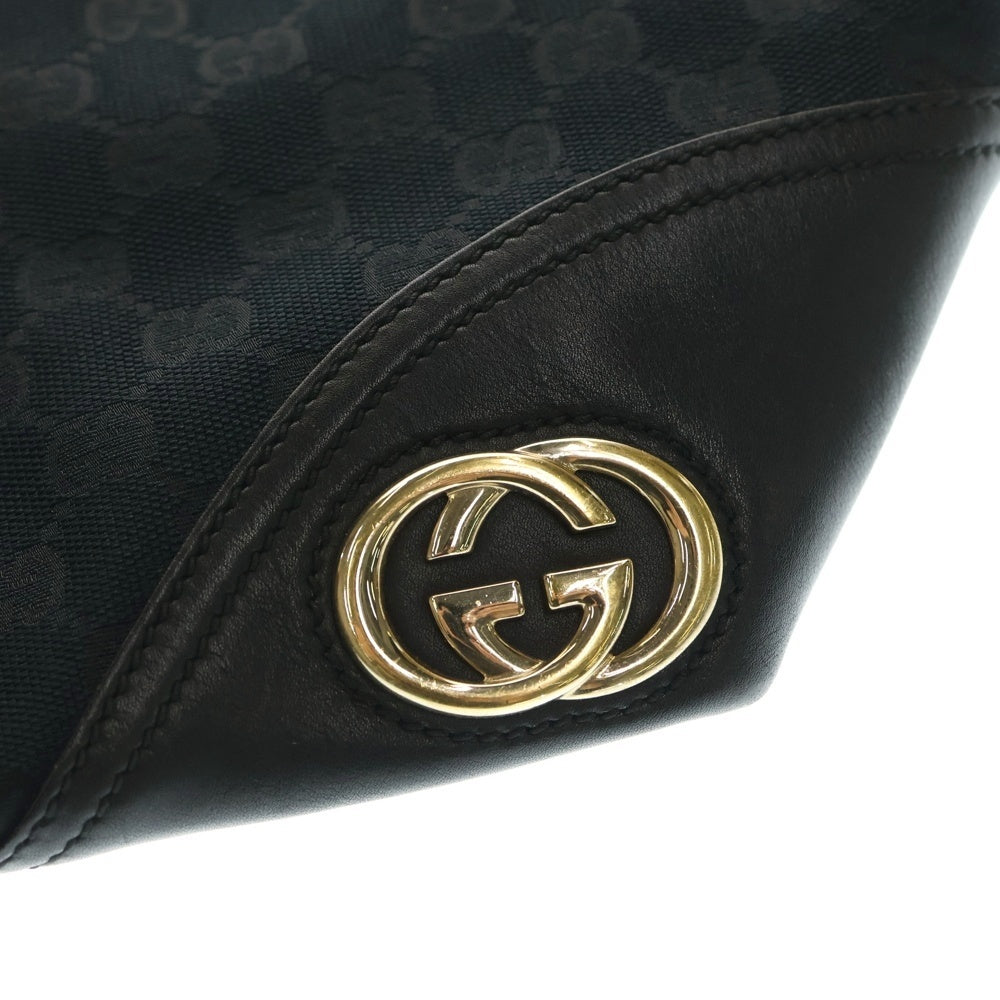 GUCCI(グッチ) GGキャンバス トートバッグ ハンドバッグ ブラック レザー×キャンバス 169946