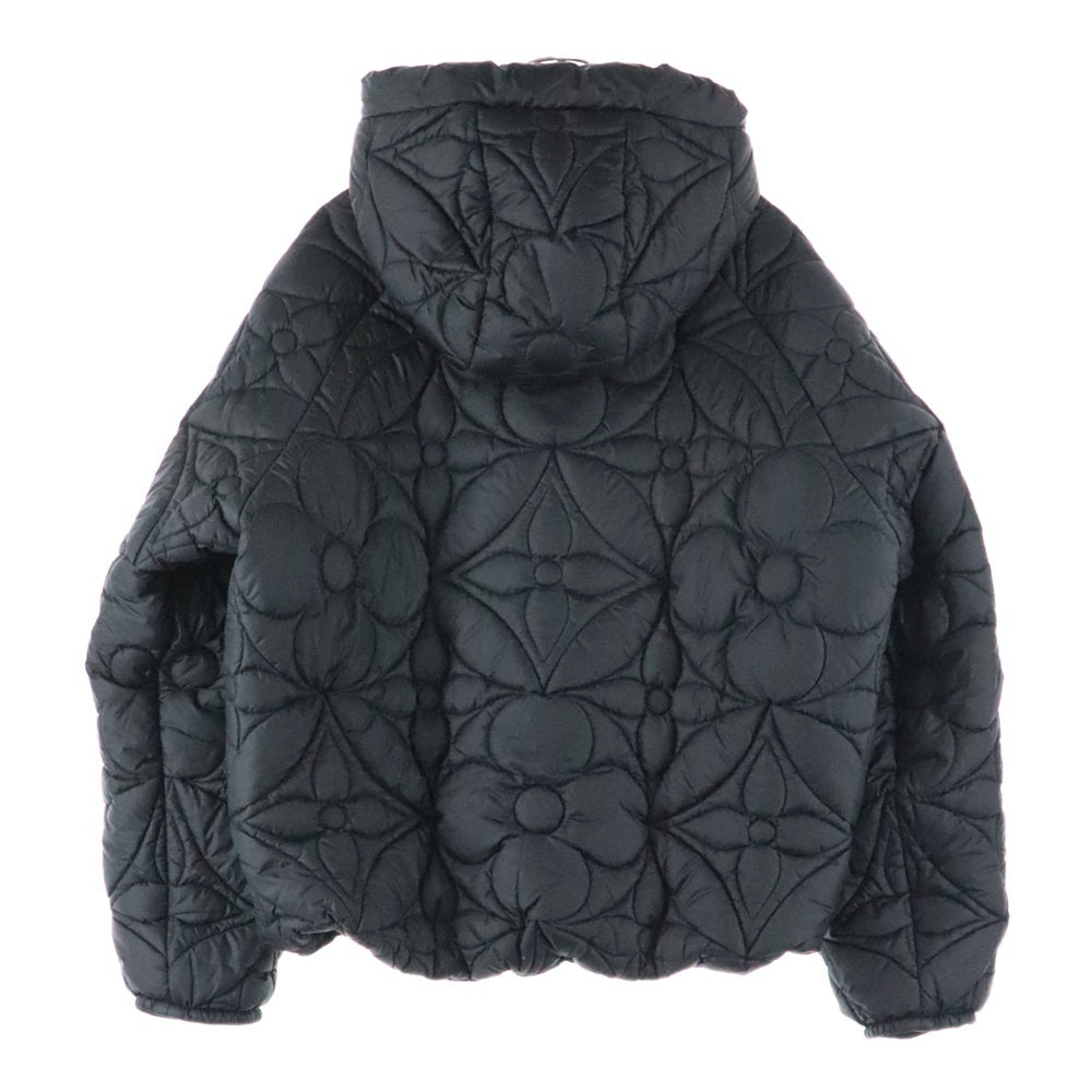 LOUIS VUITTON(ルイヴィトン) 19AW モノグラム キルティング リバーシブル ナイロン フーデッド ジップアップ パファー 中綿ジャケット ブラック HIB47WRSB A225