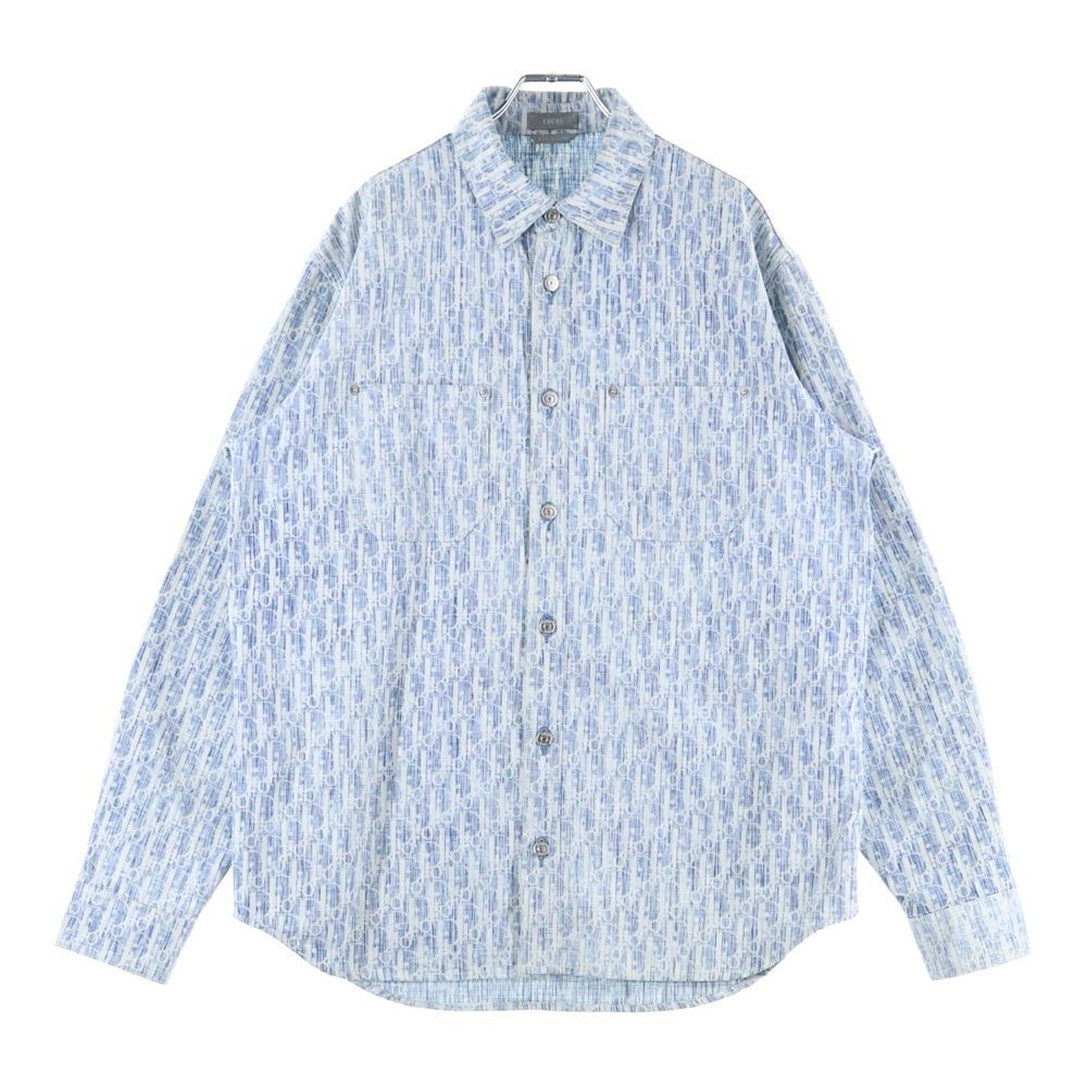 DIOR(ディオール) 20AW オブリーク 総柄 コットン 長袖 オーバーシャツ ブルー 013D585Y989