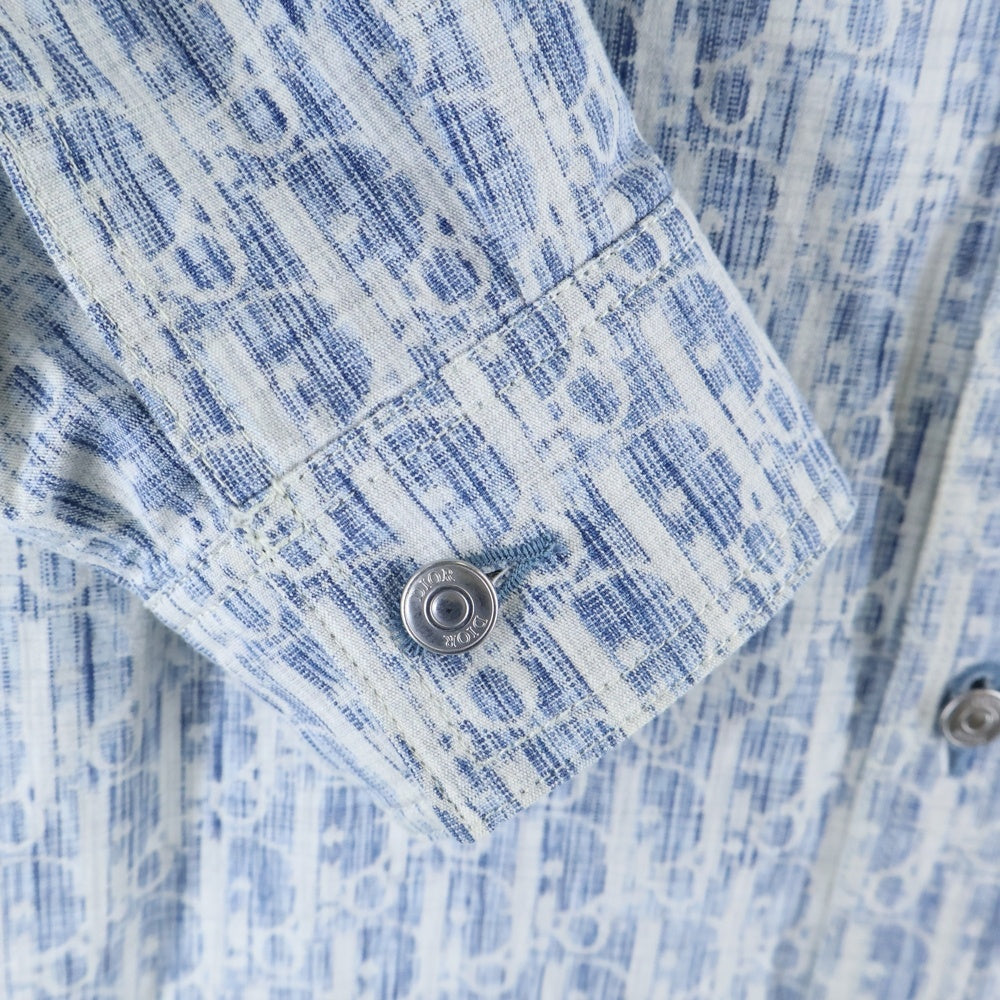 DIOR(ディオール) 20AW オブリーク 総柄 コットン 長袖 オーバーシャツ ブルー 013D585Y989