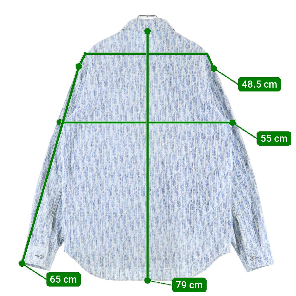 DIOR(ディオール) 20AW オブリーク 総柄 コットン 長袖 オーバーシャツ ブルー 013D585Y989