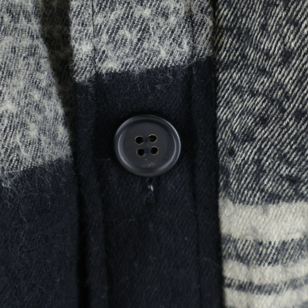 s'yte(サイト) 23AW チェック総柄 コットン ウール オーバーサイズ フランネル シャツジャケット ベージュ/ブラック UU-B10-008-1-03