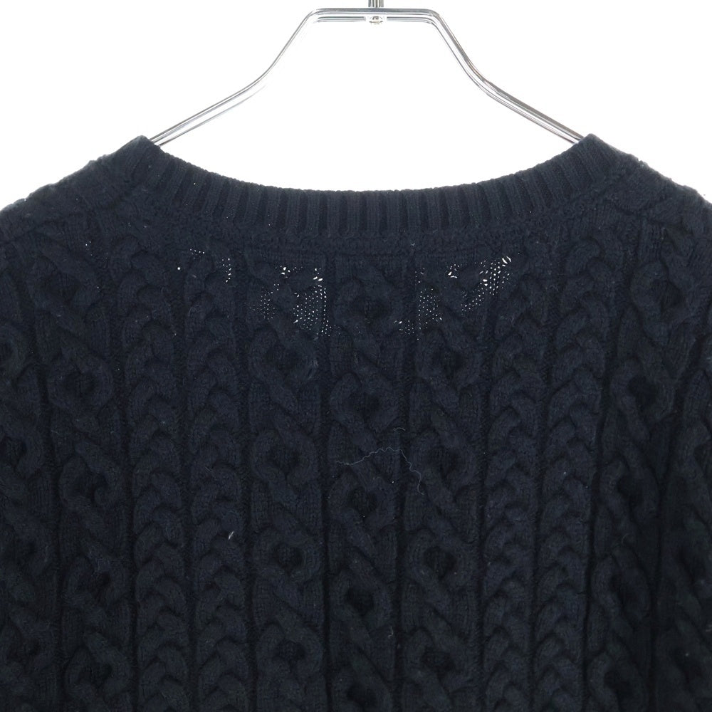 BURBERRY(バーバリー) ウール ケーブルニット クルーネック ロングスリーブ 長袖 セーター ブラック 8036590