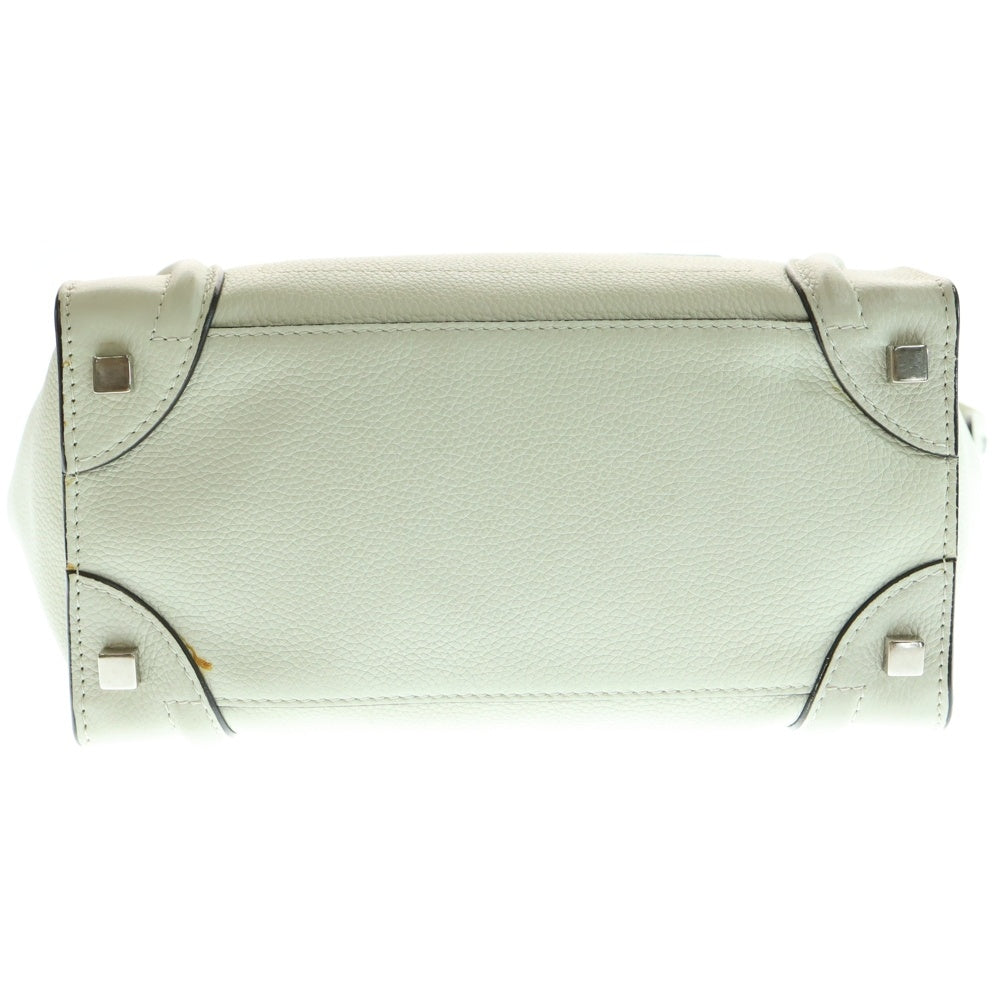 CELINE(セリーヌ) ラゲージ マイクロショッパー ハンドバッグ トートバッグ レザー ライトグリーン シルバー金具