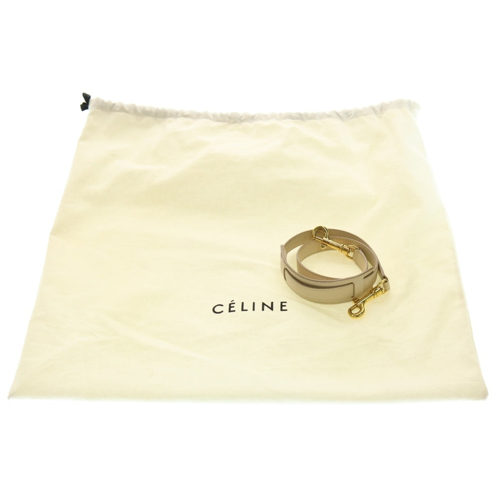 CELINE(セリーヌ) トラペーズ 2WAYバッグ ハンドバッグ ショルダーバッグ アイボリー×ブラック×ブラウン ゴールド金具 レザー