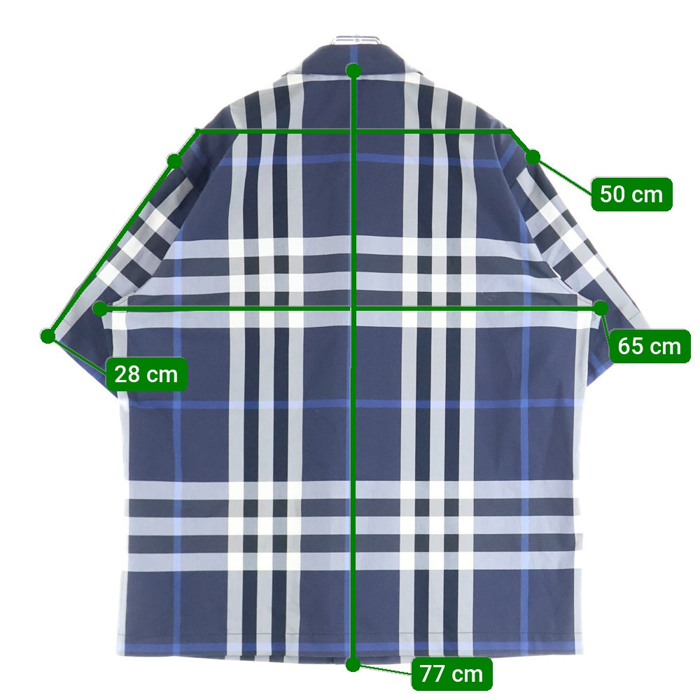 BURBERRY(バーバリー) ノバチェック総柄 レギュラーカラー 半袖シャツ ネイビー 8071026
